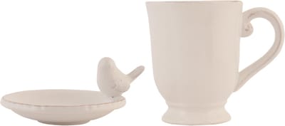 Clayre & Eef Mok 300 ml Beige Keramiek Vogel