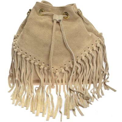 Roberta M Beige Rundleer Tas