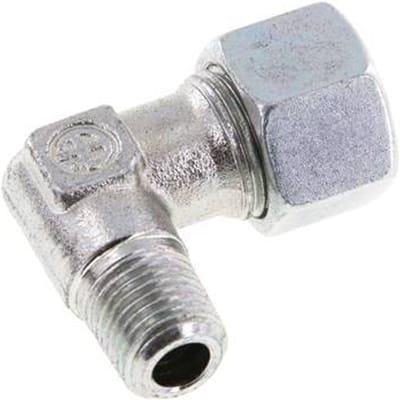 R 1/4'' Buitendraad x 12L Verzinkt Stalen L-Fitting 90graden 315 Bar DIN 2353
