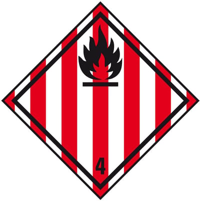 ADR klasse 4.1 sticker brandbare vaste stoffen 150 x 150 mm