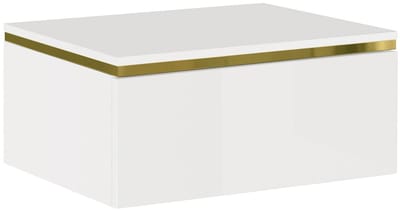 Vente-unique Set van 2 hangende nachtkastjes met 1 lade - Hoogglans wit en goud - VUKIA
