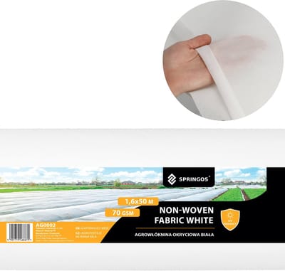 Springos Vliesdoek - Vliesdoek Plantenbescherming - 70 G/M2 - 50 x 1.6 M