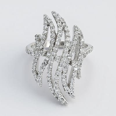 Cavill - 925 Sterling Zilver Ring met 1,065 ct Witte Topaas - 121 Briljant Geslepen - Elegante Moderne Dames Statement Ring 17