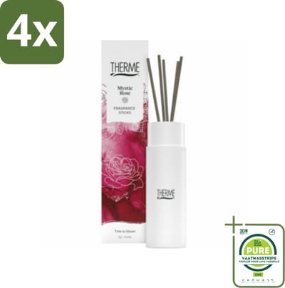 Therme - Mystic Rose - Geurstokjes - Langdurige Geur - Aromatisch - 100ml - Voordeelverpakking - 4 stuks - Geurstokjes - Roos geur