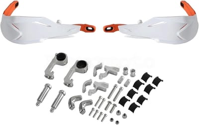 Handkappen Motorfiets - Stuurkappen Beschermers - Bescherming Tijdens Rijden - Universele Pasvorm 22/25mm - 1 Set - Wit Oranje