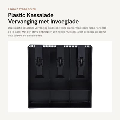 Dailygoods- Kassalade Vervanging - Handmatig Muntvak - Geldkistje - Geld Opslag - Veilig Organizer - ABS-kunststof - 24,5 cm - Geldlade
