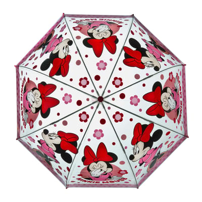 Undercover paraplu Minnie Mouse transparant roze voor kinderen.