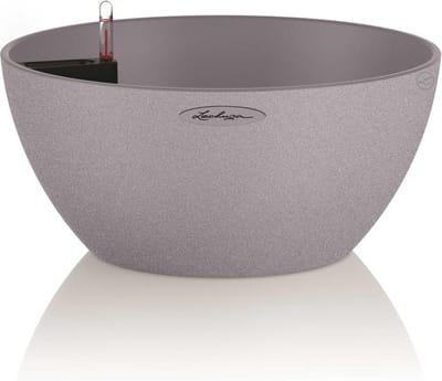 LECHUZA CUBETO Stone 40 - Plantenbak - met uitneembare binnenbak - met bewateringssysteem - ALL-IN-ONE set met LECHUZA-PON - steengrijs