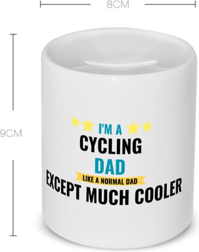 Akyol - i'm a cycling dad like a normal dad except much cooler Spaarpot - Papa - vader die houdt van fietsen - vader cadeautjes - vaderdag - verjaardagscadeau - verjaardag - cadeau - geschenk - kado - gift - vader artikelen - 350 ML inhoud