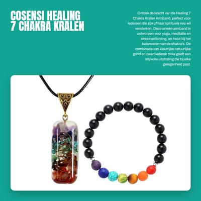 Dailygoods- Chakra Armband - 7 Chakra Kralen - Natuurlijke Grind - Zwart Lederen Touw - Spirituele Reiniging - Stressverlichting - Reiki Yoga Meditatie - Kralenarmband