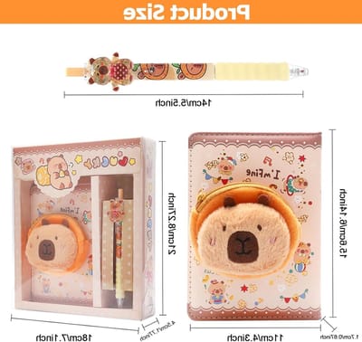 Schattig notitieboek met pen, kinderdagboek met cartoonontwerp, magnetische sluiting, PU materiaal, ideaal als cadeau voor Capybara-fans, studenten en verjaardagen