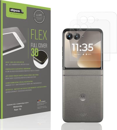 dipos FLEX – 2x Matte Screenprotector geschikt voor Motorola Razr 70 Aussenseite | Volledige Schermbescherming | Case-Friendly