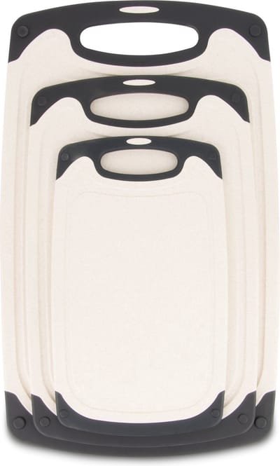 Knaak Snijplankenset - 3 Delig - Anti-Slip Handvaten - Dubbelzijdig - Kunststof - Beige