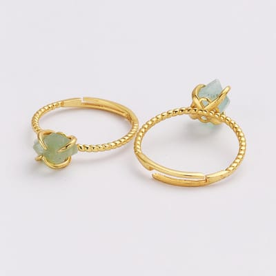 Gouden Ring Dames – Cadeau voor vrouwen – Verstelbare Ring met Fluoriet Edelsteen – Starlyte