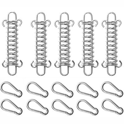 Set van 5 Tension Springs met Dubbele Haak voor Tent en Luifel, Inclusief 10 Karabijnhaken, Ideaal voor Boot en Caravan