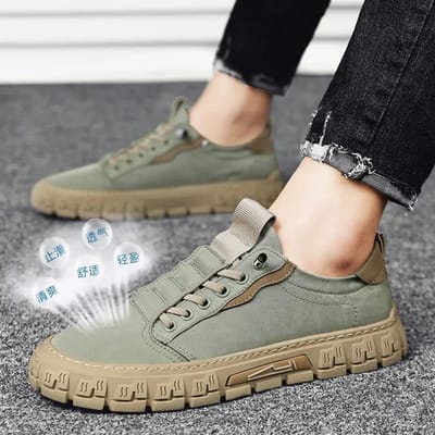 Herenschoenen Canvas Schoenen voor Heren Nieuwe Ademende Sport Casual Schoenen Instappers Heren Sneakers Platform Gevulkaniseerde Loafers 39 gray