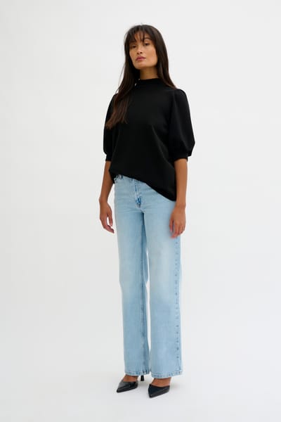 My Essential Wardrobe The Puff Blouse Tops & T-shirts Dames - Shirt - Zwart - Maat M