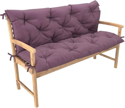 Bankkussen met rugleuning - Relax kussen - Tuin comfort - Gewatteerd design - 110x50x50 - Paars