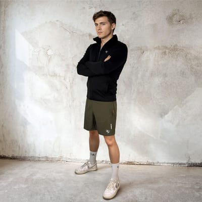 YV SPORT Korte sportbroek Stockholm - Fitness short - sport short - Voor intensieve work-outs - Reflecterende strips - Zakken met rits - Premium kwaliteit - Ademend en licht - Ook plus size - Sneldrogend - Sportkleding heren - Groen - Maat S