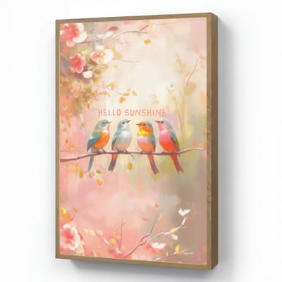 Wandlamp 60x90 cm - Oplaadbaar - Vogels - Tak - Quote - Roze - Wandlampen binnen woonkamer - Slaapkamer lamp - Decoratieve nachtlamp - Vloerlamp draadloos