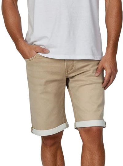 Mustang Heren Short Chicago Real X regular/straight Beige W 40 Volwassenen Korte Jeans Broek Bermuda