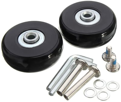 LIVIA HOME- Bagagewielen Reservewielen - Set van 2 - Rubber/Staal - Afmetingen 50 x 18 mm - Bestand tegen groot gewicht - Inclusief assen - Kofferwielen