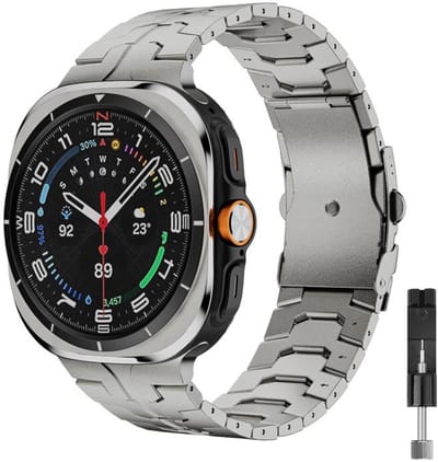 Stravo titanium bandje 'Iron' - Geschikt voor Samsung Galaxy Watch Ultra 2 (2026) / Ultra (2024/2025) – Titanium – premium metalen schakelband met inkortset – stijlvolle en duurzame horlogeband voor Samsung smartwatch