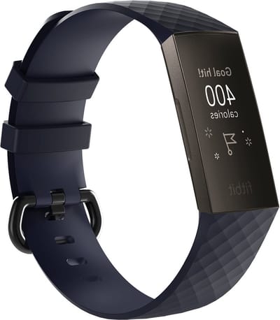 By Qubix - Compatible Fitbit bandje - geschikt voor Fitbit Charge 3 - Fitbit Charge 4 siliconen diamant pattern bandje - Maat: Small - Blauw - Horlogeband - smartwatchbandje