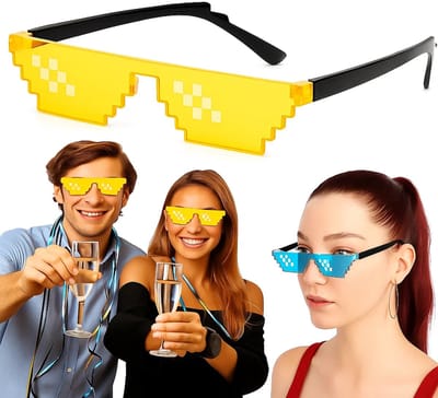 Thug Life Bril I BIt Pixel Zonnebril I 8-Bit Feestbril I Verkleed Bril I Party Bril I Geel