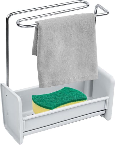Sponshouder spoelbakhouder voor keuken en badkamer met afdruipbak - Uitgehold design met gootsteenorganizer - Keukensponshouder sponshouder gootsteen magnetische