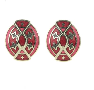 Behave oorbellen stekers vintage rood ovaal 3 cm – retro geometrisch