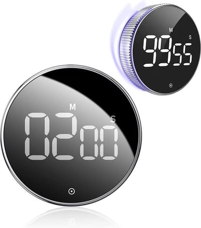 Digitale Kookwekker - Keukenwekker - Magnetische Timer - Douchetimer - - Stopwatch - Draaiknop - Kookwekker - LED-display – Smart timer – Optellen - Aftellen - Zilver