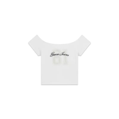 Guess Jeans Off Shoulder 81 Baby T-shirt Met Korte Mouwen Wit L Vrouw