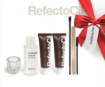 RefectoCil Volledige Kit: 2 stuks (nr. 3 Natuurbruin & nr. 3 Natuurbruin) + 50ml Oxidant + Dap en Dish + Wenkbrauwborstel & Penseel (Wimper, Wenkbrauw & Baard Kit