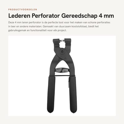 Dailygoods - Lederen Perforator Gereedschap 4 mm met Ergonomische Grip