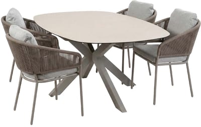 Tuinset Brindsi/Malaga | 4 personen | Deens ovaal 180 cm | Rope & keramiek