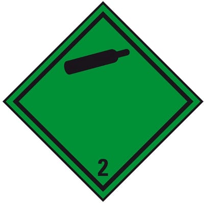 ADR klasse 2.2 sticker niet brandbaar gas 50 x 50 mm - 10 stuks per kaart