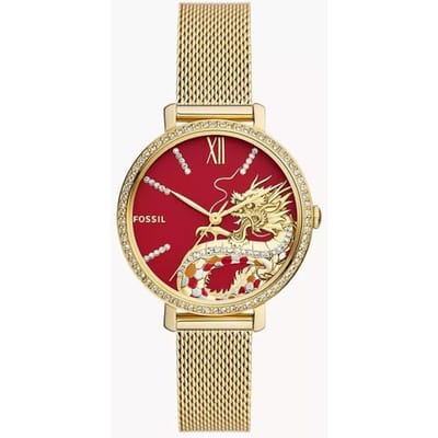 FOSSIL Neutra Dames Goud Roestvrij Staal Rode Wijzerplaat Quartz Horloge ES5316 beige
