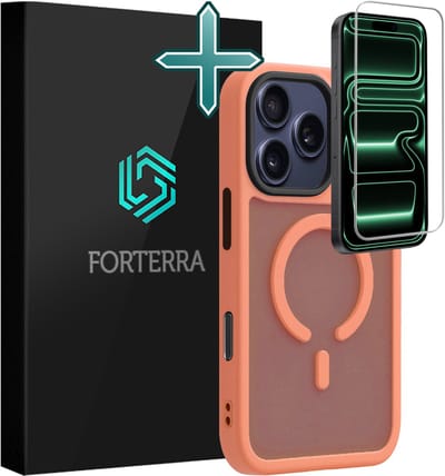 Hoesje Met Screenprotector - Geschikt voor Apple iPhone 17 Pro - Magsafe Compatible - Sterk & Shockproof - Shock Proof Case - Back Cover - Telefoon Hoes - Perzik