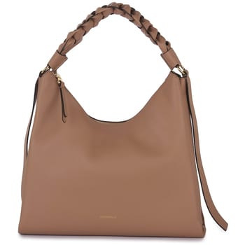 COCCINELLE Leren Schoudertas Boheme Grana Double Shoulder Bag Skin / Gazpacho Lichtbruin