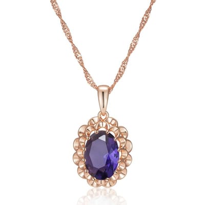 Collier Pendentif Fleur en Cristal Couleur Or Rose Tendance pour Femmes Grande Améthyste Zircon Naturel Accessoires Bijoux Quotidien beige