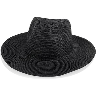 Klassieke Panama Gekrulde Strooien Hoed Reizen Zonbescherming Strooien Hoed Mannen en Vrouwen Buiten Ademend Strand Zon Hoed M（56-58cm） black