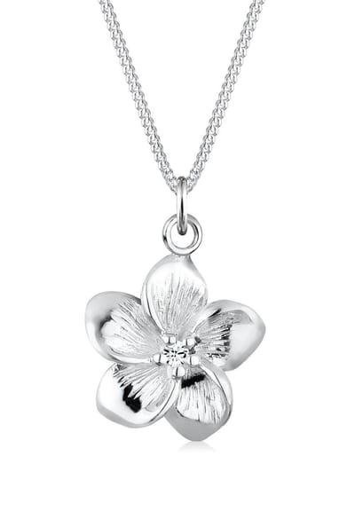 Elli - Halsketting - Dames Frangipani Bloemenhanger Modern Kristallen in 925 Sterling Zilver - Dames