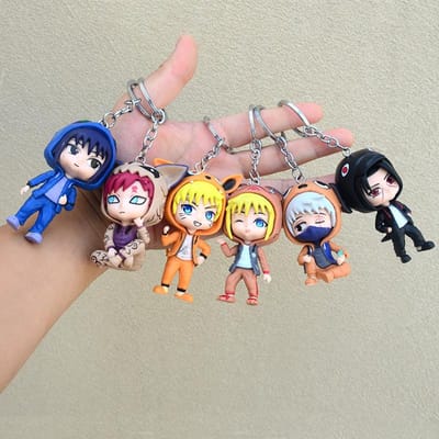 6 pièces/set Naruto Anime Dessin Animé Figurine Sasuke Kakashi Gaara Itachi Uchiha Porte-clés Ornement de Sac à Dos Breloque Cadeau