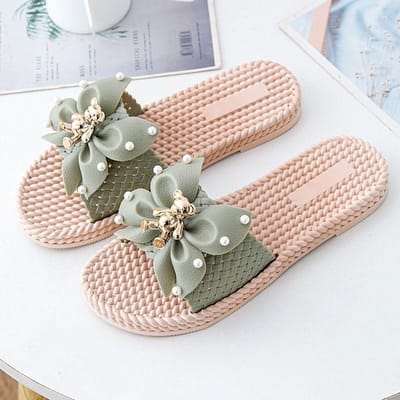 Damespantoffel Zomer Nieuw Buiten Mode Lichtgewicht Geurbestendig Dikke Zool Zachte Zool Draagbaar Honderd Strik Bovenkant Een Band Sandalen Slippers 40 groen