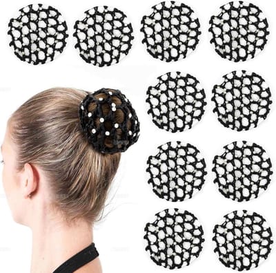 10 Stuks Handgemaakte Haarnetjes met Pareldecoratie voor Ballet en Dans