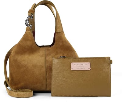 COCCINELLE Leren handtas schoudertas C-Easy Handbag Suede Seagrass kaki