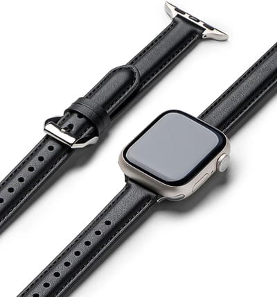 Ringke Leather One Padded Slim - Bandje Geschikt voor Apple Watch 1-10/SE/Ultra - 42MM/41MM/40MM/38MM - Zwart
