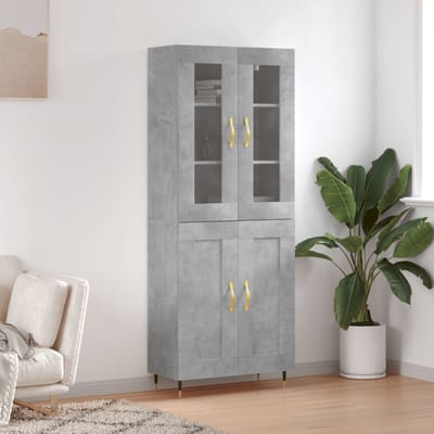 vidaXL - Hoge - kast - 69,5x34x180 - cm - bewerkt - hout - betongrijs