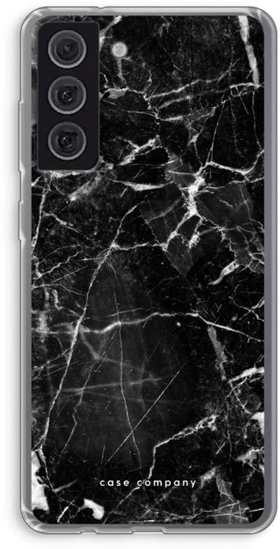 Case Company® - Hoesje geschikt voor Samsung Galaxy S21 FE hoesje - Zwart Marmer - Soft Cover Telefoonhoesje - Bescherming aan alle Kanten en Schermrand
